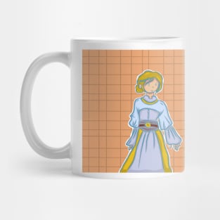 Dress design girl with orange background. Mug